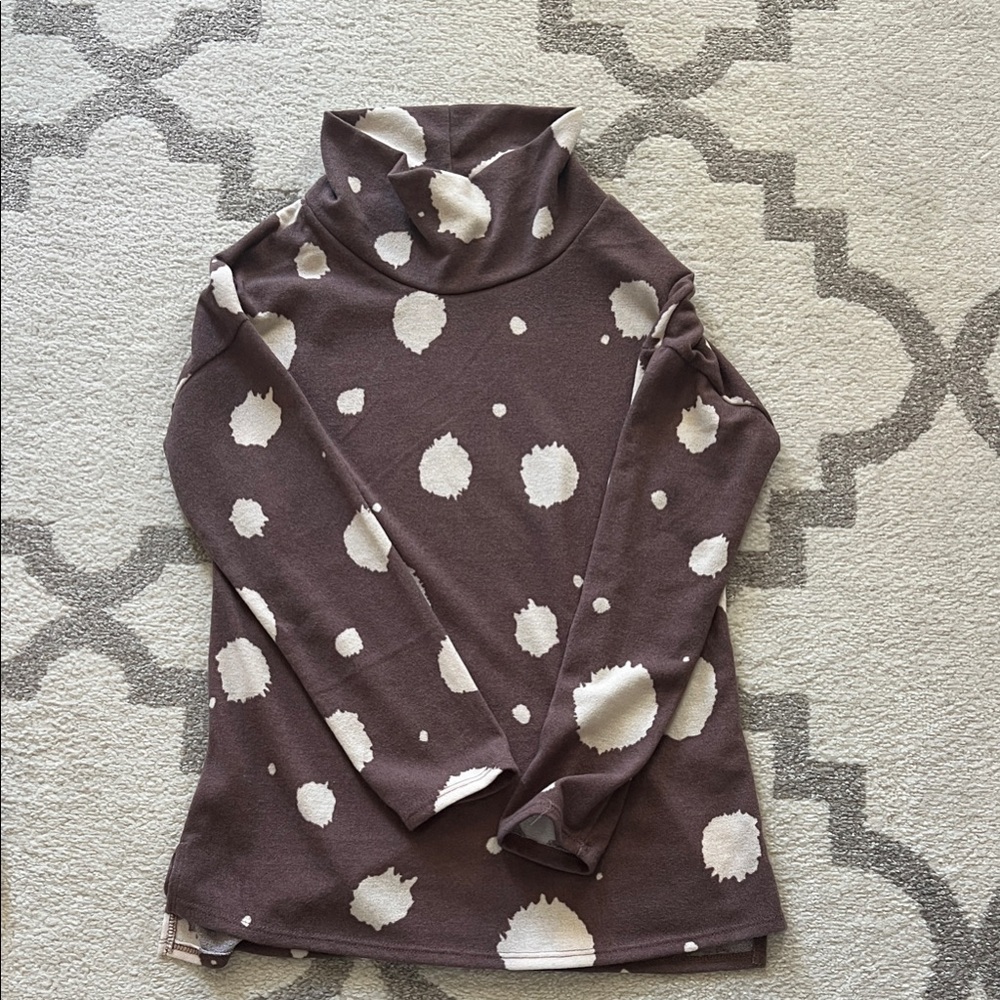 Brown and cream Polka Dot Turtleneck Sweater